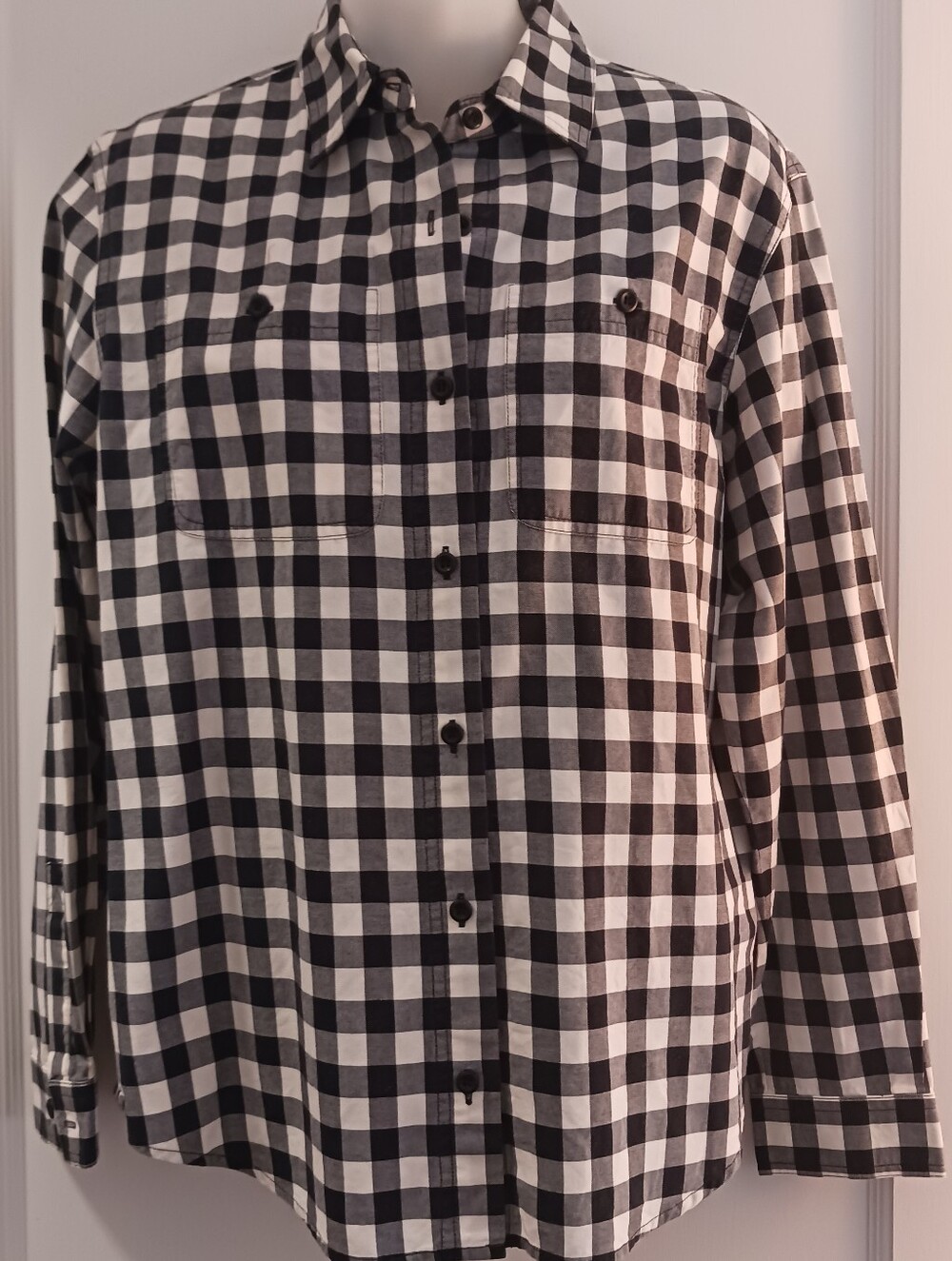 Classic Navy & White Check Button-Up Shirt -
